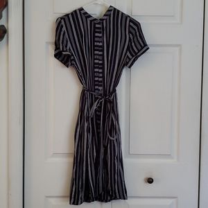 White and navy striped dress